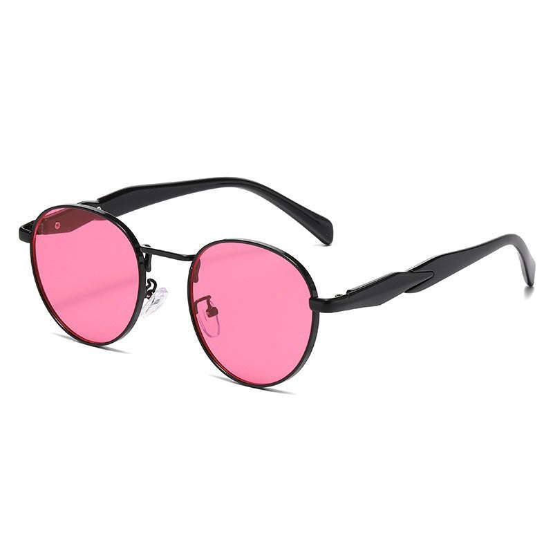 Metal Round Frame Sun Glasses UV Protection For Women