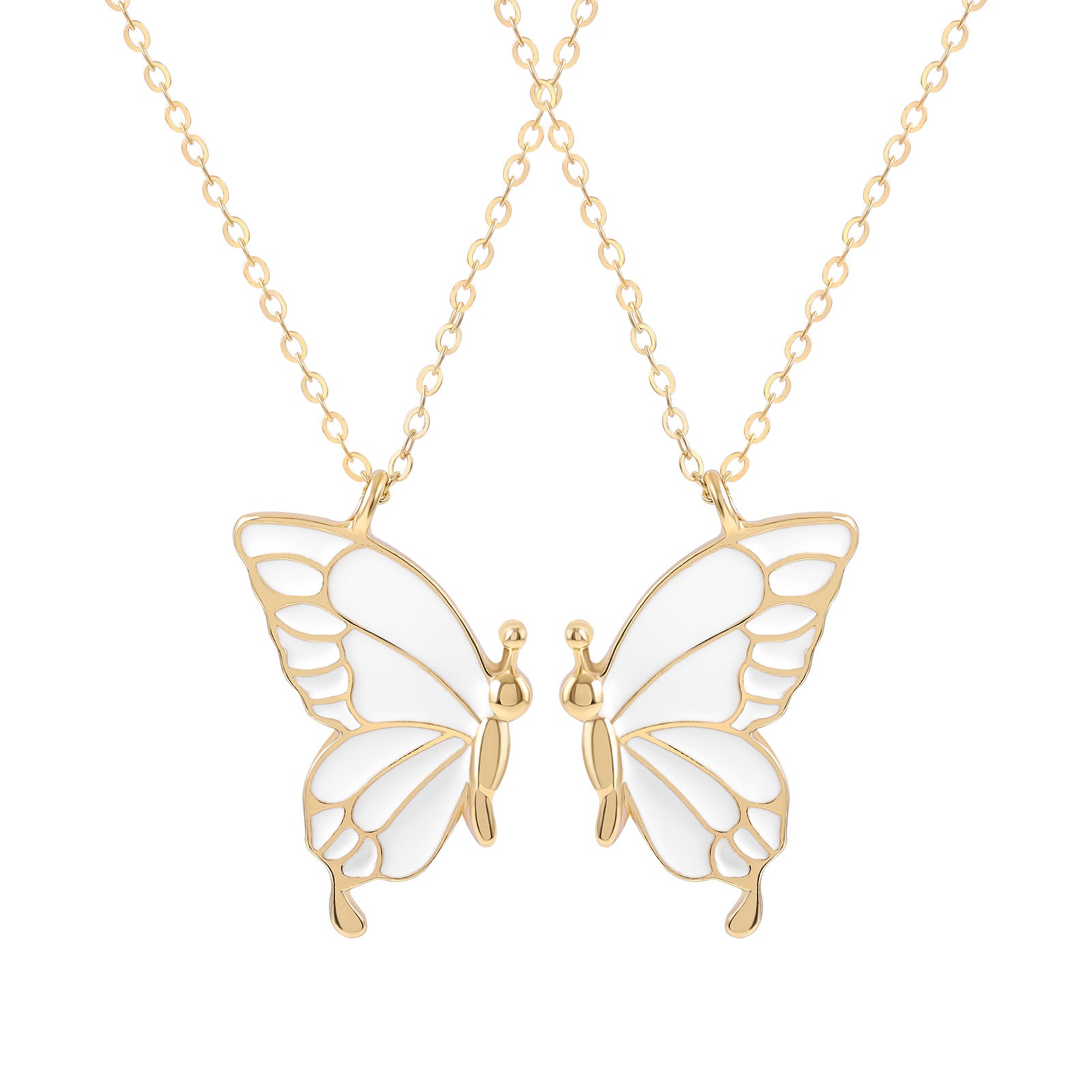 A Pair Of Detachable Butterfly Couple Necklaces