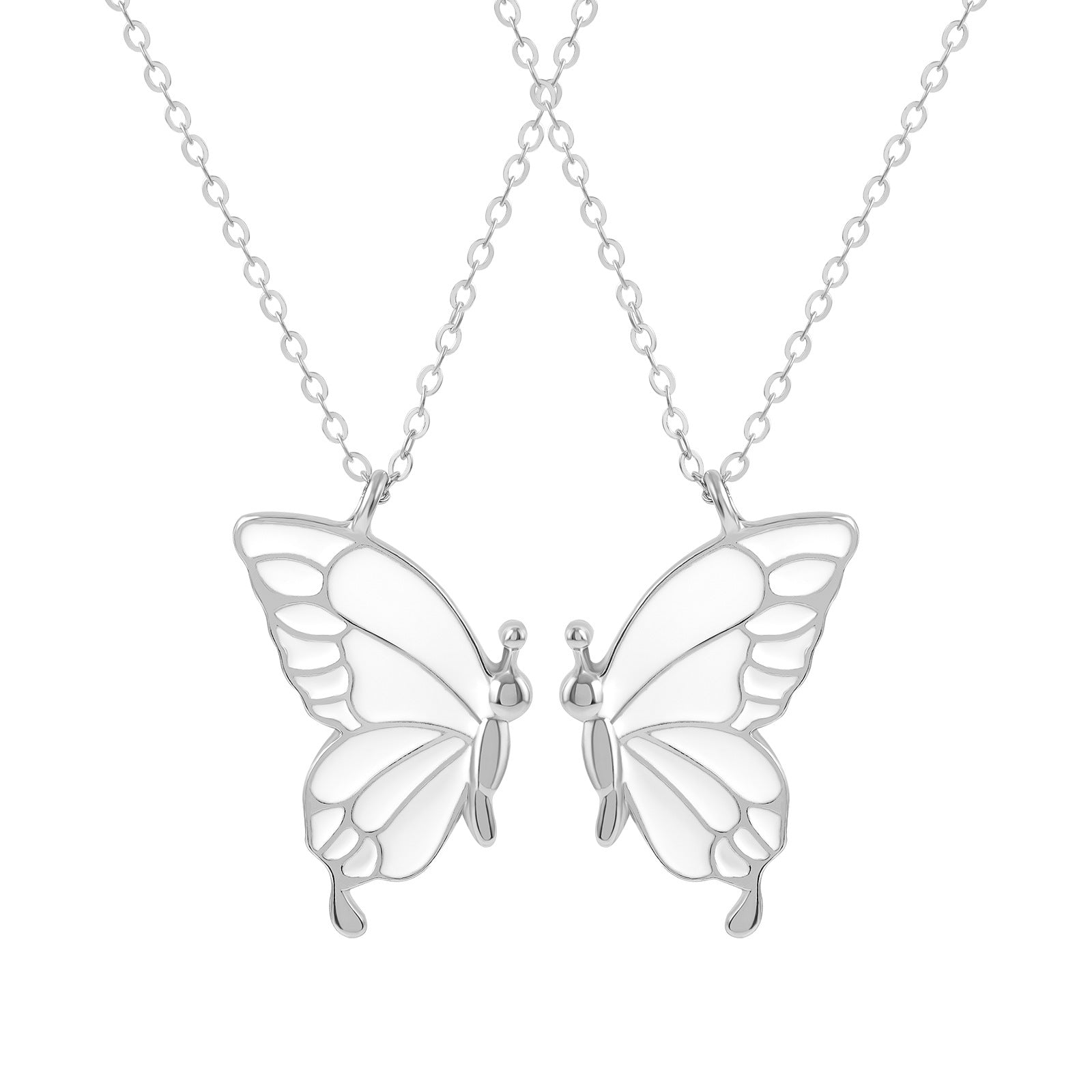 A Pair Of Detachable Butterfly Couple Necklaces