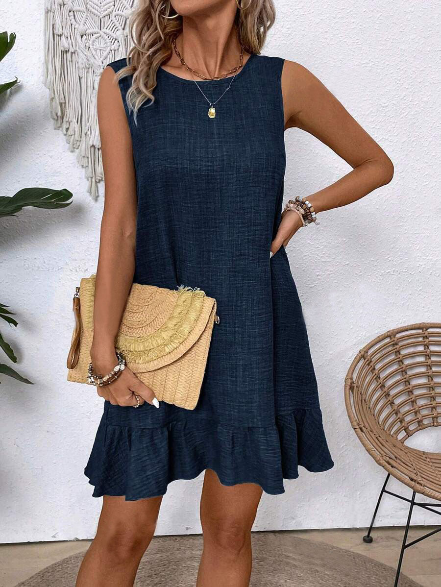 Summer Ruffle Dress Fashion Loose Sleeveless Straight Beach Dresses For Women